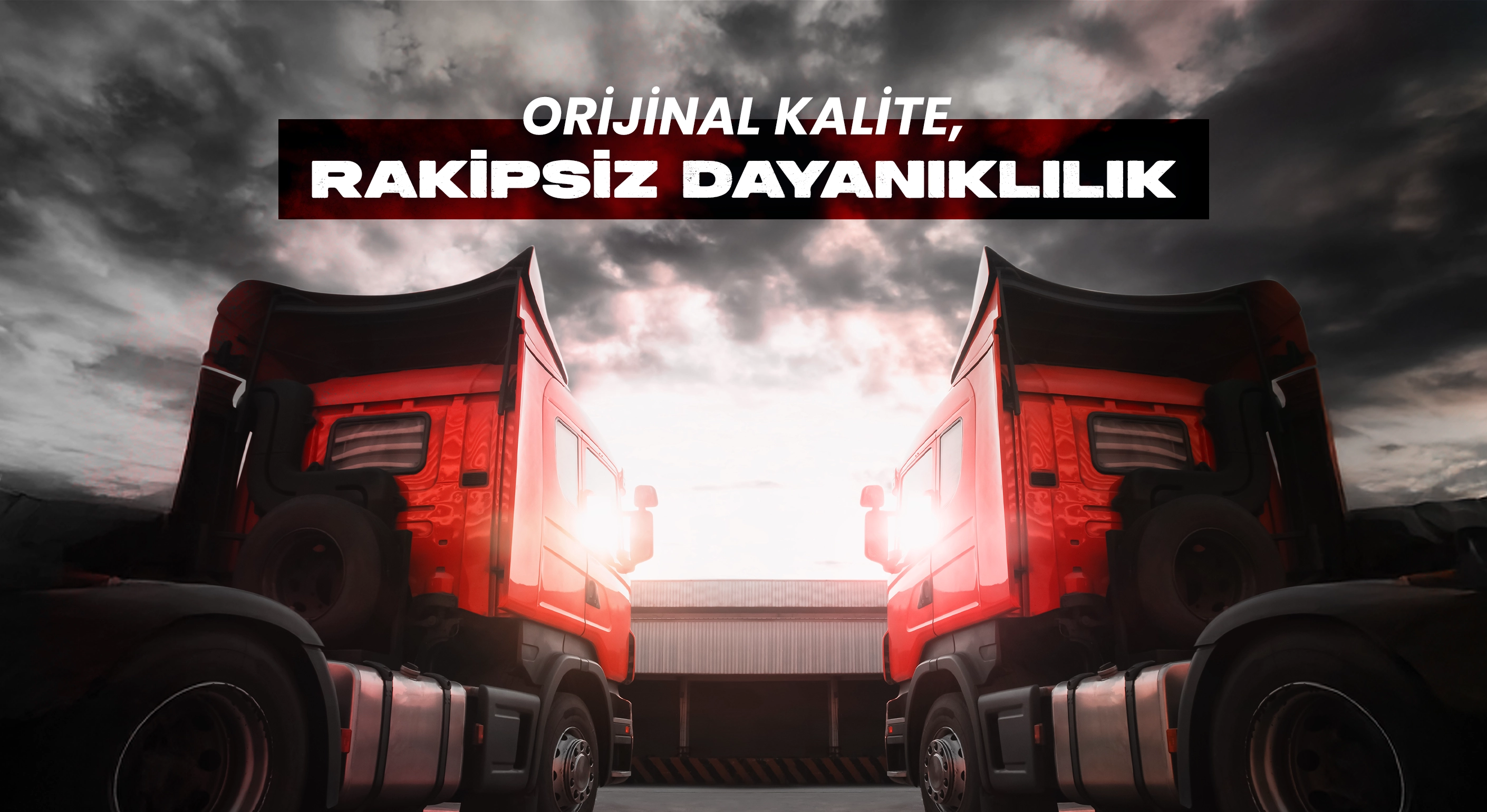 Mercedes kamyon ve tır yedek parça hizmeti sunan ALS Motorlu Araçlar için gece çekiminde Mercedes çekici ve logo görseli.